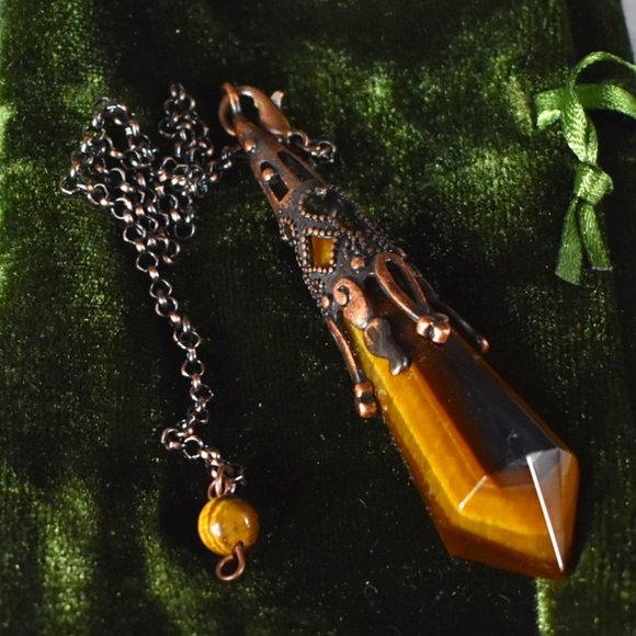 Natural, Crystals, Manifestation, Gemstone, Wiccan Other - Natural Tigers Eye Pendulum